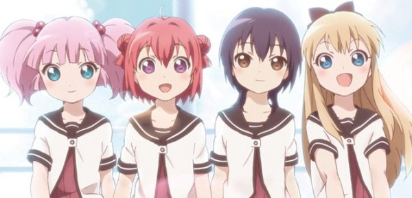 Imagem das 4 personagens de Yuru Yuri